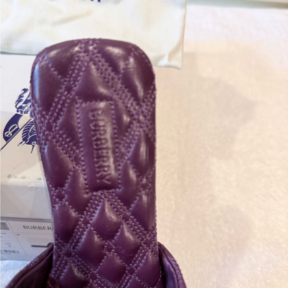Burberry Quilted Slides in Rich Purple - Picture 2 of 5